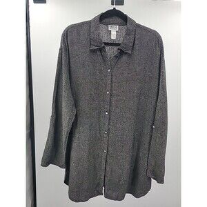 Chico's Linen Tunic Top Sz XL Lagenlook Boho Breathable Artsy